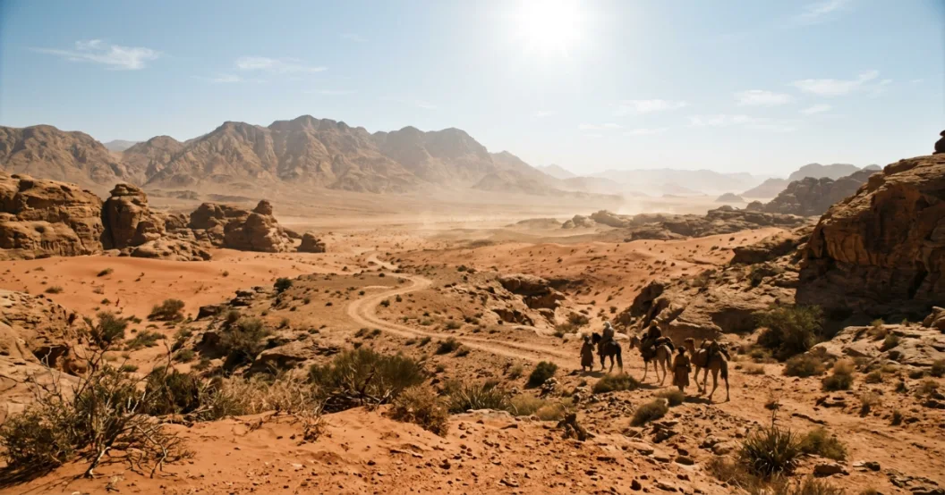 Arid desert landscape of Dorne in Game of Thrones representing the harsh sun-scorched homeland of Obara Sand and the Sand Snakes